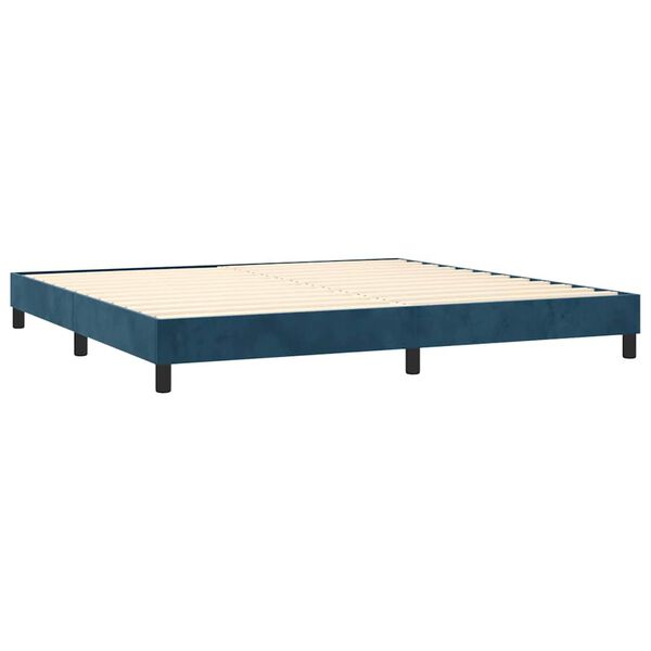 vidaXL Cama box spring con colch&oacute;n terciopelo azul oscuro 200x200 cm