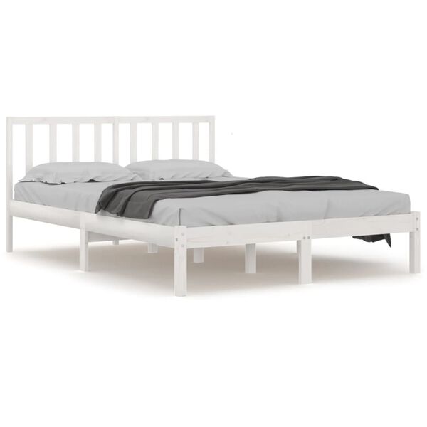vidaXL Estructura de cama madera maciza pino blanco 120x190 cm