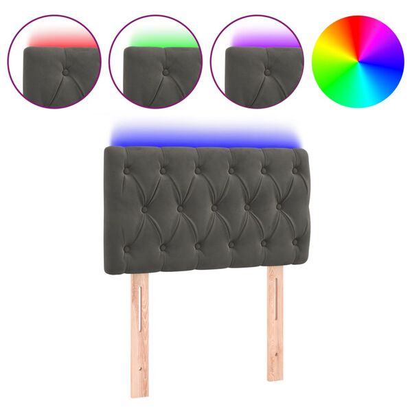vidaXL Cabecero con LED de terciopelo gris oscuro 80x7x78/88 cm