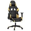 vidaXL Silla gaming masaje y reposapi&eacute;s cuero sint&eacute;tico negro dorado