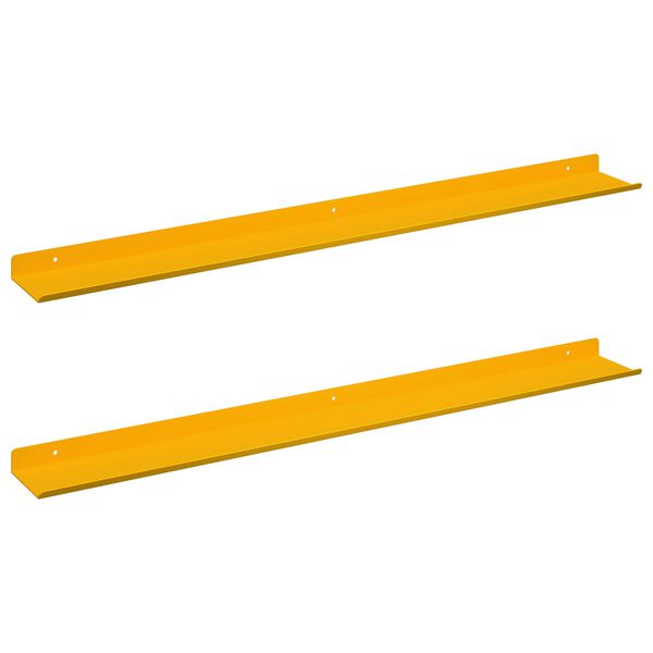 vidaXL Estante flotante 2 pcs Amarillo Mostaza 80 x 9 x 2,5 cm Acero