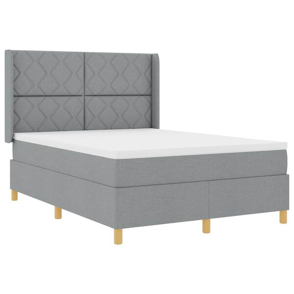 vidaXL Cama tipo Box Spring con colch&oacute;n Gris Claro 160 x 200 cm tela