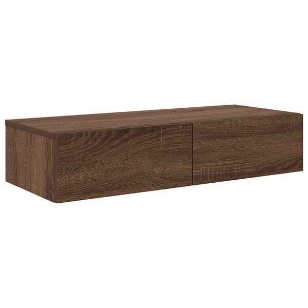 vidaXL Estante de pared con cajones madera contrachapada roble marr&oacute;n