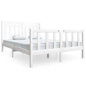 vidaXL Estructura de cama de madera maciza blanca 140x190 cm