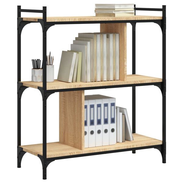 vidaXL Librer&iacute;a 3 estantes madera ingenier&iacute;a roble Sonoma 76x32x88 cm