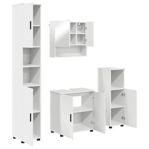 vidaXL Juego de muebles de ba&ntilde;o 4 pcs Madera contrachapada & Metal