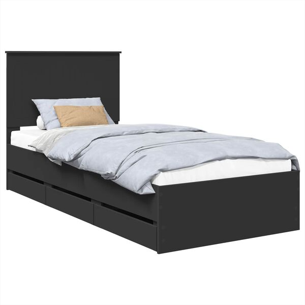 vidaXL Estructura de cama Negro 90 x 200 cm Madera Ingenieril