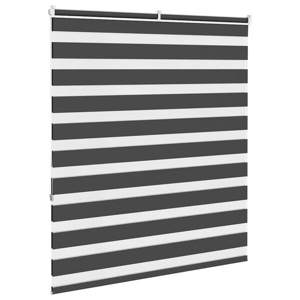 vidaXL Estor cebra negro 130x150 cm tejido ancho 125,9 cm poli&eacute;ster