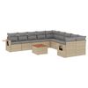 vidaXL Juego de sof&aacute;s jard&iacute;n con cojines beige mezcla 11 pzas rat&aacute;n PE