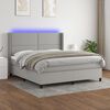 vidaXL Cama box spring colch&oacute;n y luces LED tela gris claro 180x200 cm