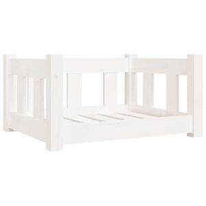 vidaXL Cama para perros madera maciza de pino blanca 55,5x45,5x28 cm
