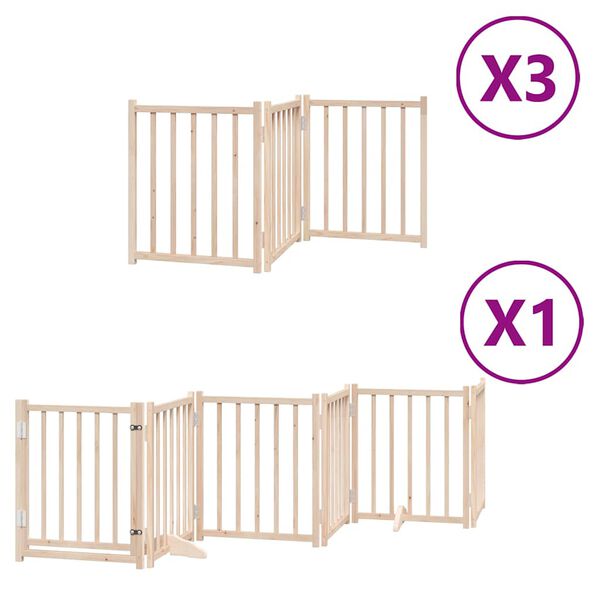 vidaXL Puerta para perros plegable 15 paneles madera de &aacute;lamo 750 cm
