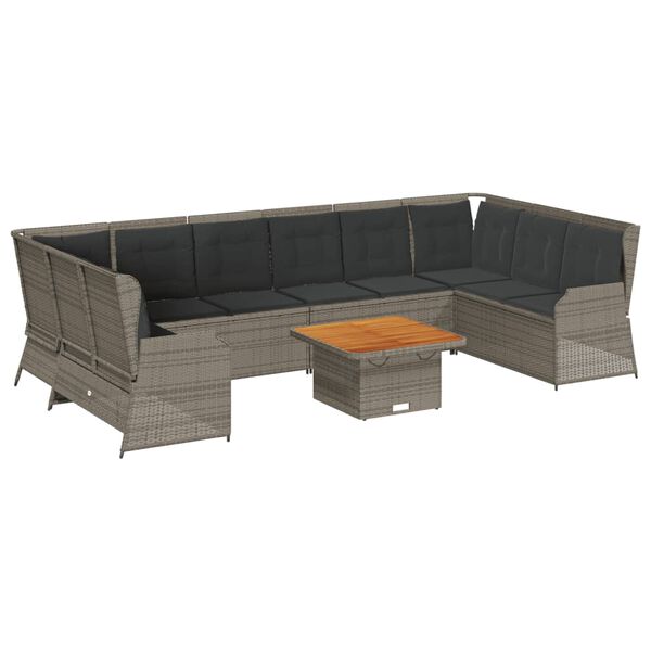 vidaXL Set de muebles de jardín 7 pzas y cojines ratán sintético gris