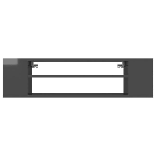vidaXL Mueble de TV colgante contrachapada gris brillo 100x30x26,5 cm