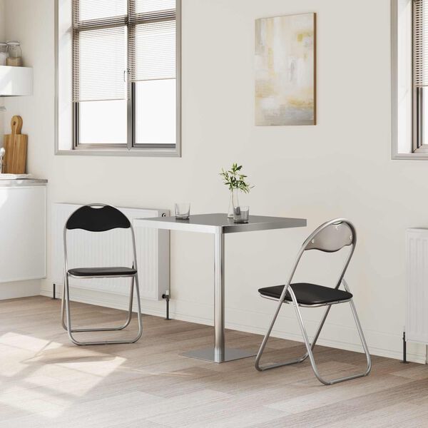vidaXL Silla Plegable 2 pcs Negro y Gris 48 x 43,5 x 81 cm