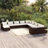 vidaXL Set muebles de jard&iacute;n 11 pzas y cojines rat&aacute;n sint&eacute;tico marr&oacute;n