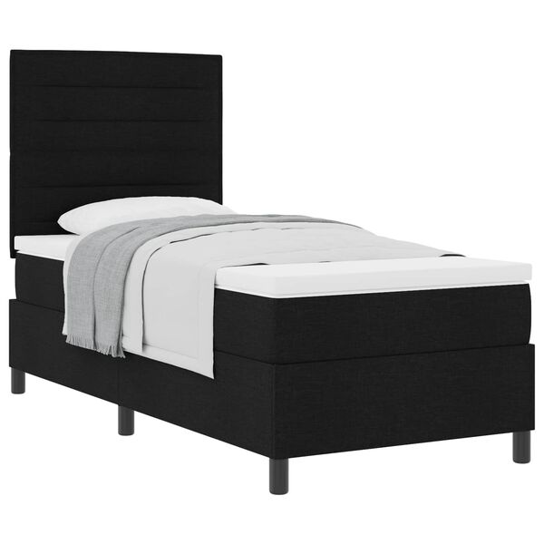 vidaXL Cama tipo Box Spring con colch&oacute;n Negro 90 x 200 cm tela
