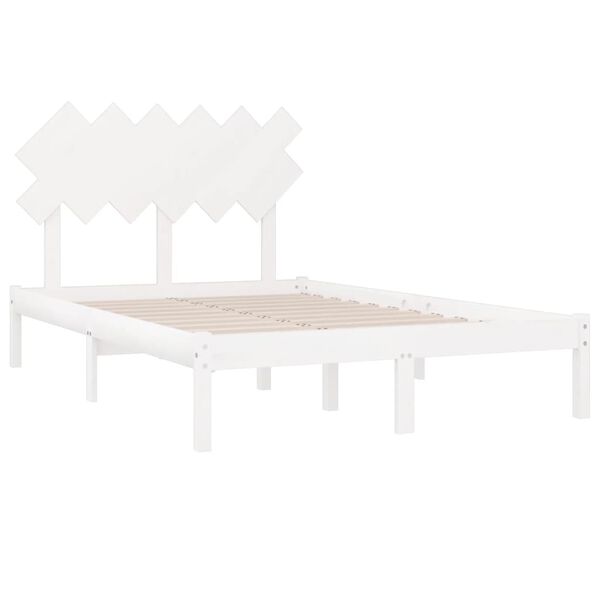 vidaXL Estructura de cama doble de madera maciza blanco 135x190 cm