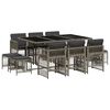 vidaXL Set de comedor de jard&iacute;n 11 pzas y cojines rat&aacute;n sint&eacute;tico gris