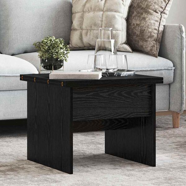 vidaXL Mesa de Caf&eacute; Roble Negro 55 x 54,5 x 45 cm Madera contrachapada