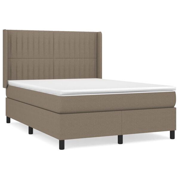 vidaXL Cama box spring con colch&oacute;n tela gris taupe 140x190 cm