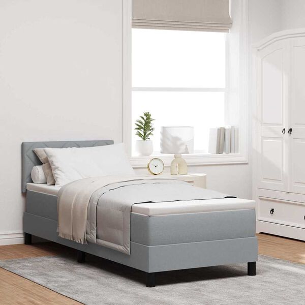 vidaXL Cama tipo Box Spring con colch&oacute;n Gris claro 80 x 200 cm tela