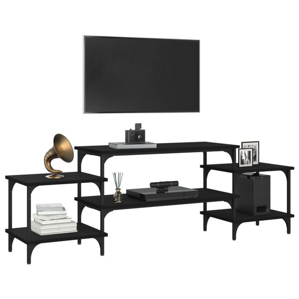 vidaXL Mueble para TV madera contrachapada negro 157x35x52 cm