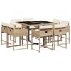 vidaXL Set comedor de jard&iacute;n 9 pzas con cojines rat&aacute;n sint&eacute;tico beige