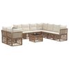 vidaXL Conjunto de sof&aacute;s de jard&iacute;n 10 uds. Beige rat&aacute;n sint&eacute;tico