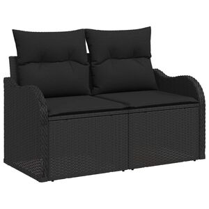 vidaXL Sof&aacute; de jard&iacute;n con coj&iacute;n Negro 121 x 62 x 69 cm rat&aacute;n sint&eacute;tico