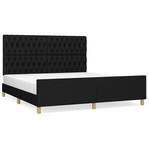 vidaXL Cama sin colch&oacute;n tela negro 180x200 cm