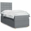 vidaXL Cama box spring con colch&oacute;n tela gris claro 90x200 cm