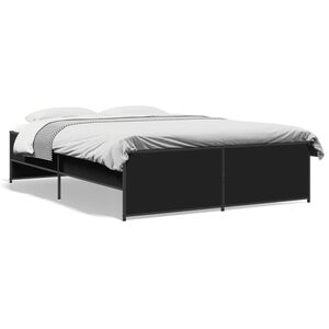 vidaXL Estructura de cama madera de ingenier&iacute;a y metal negro 120x200cm
