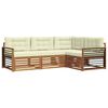 vidaXL Conjunto de sof&aacute;s de exterior con coj&iacute;n 4 pcs Natural y Crema