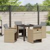vidaXL Conjunto de Comedor de Jard&iacute;n 5 pcs Beige rat&aacute;n sint&eacute;tico