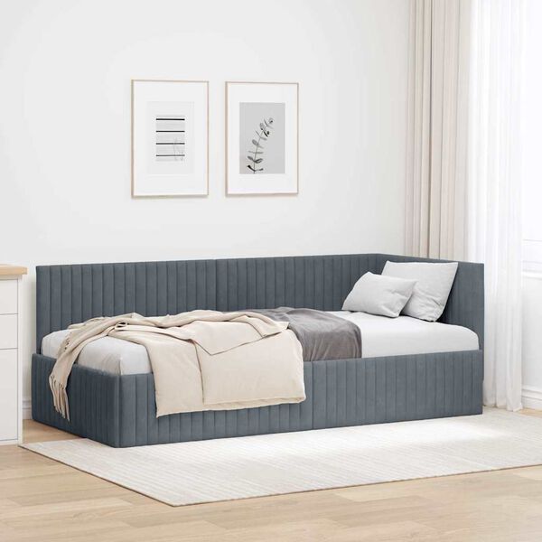 vidaXL Estructura de cama en esquina Gris oscuro 90 cm x 190 cm