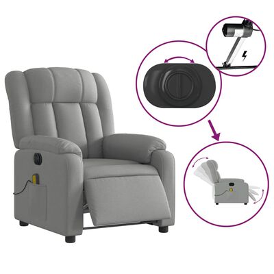 vidaXL Sillón reclinable de masaje eléctrico tela gris claro