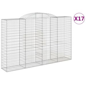 vidaXL Cestas de gaviones 17 uds forma de arco hierro 300x50x180/200cm