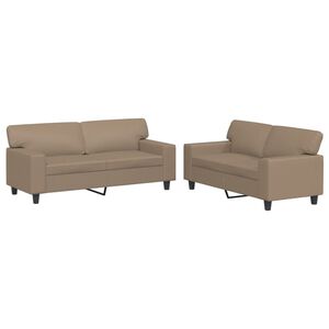 vidaXL Juego de sof&aacute;s 2 piezas cuero sint&eacute;tico capuchino