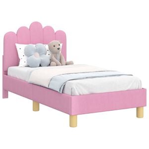 vidaXL Estructura de cama para ni&ntilde;os peque&ntilde;os con cabecera Rosa Tela
