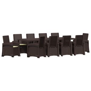 vidaXL Conjunto de Comedor de Jard&iacute;n 11 uds. Marr&oacute;n y crema PP