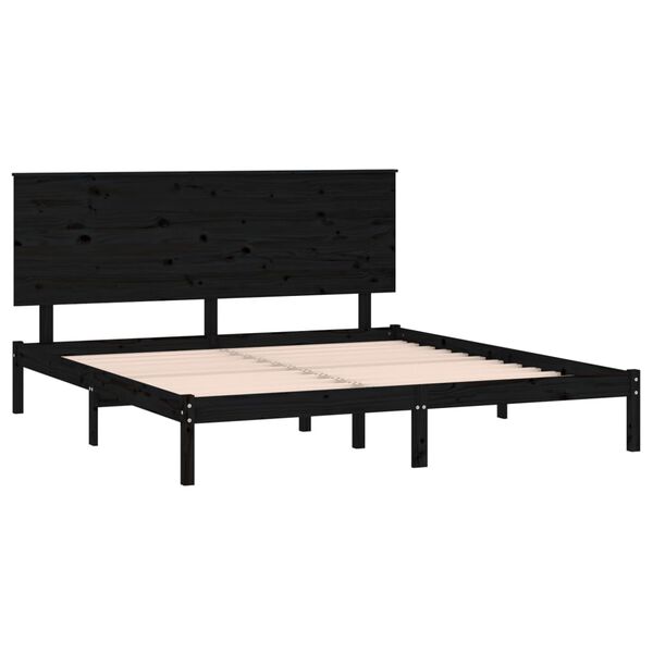 vidaXL Estructura de cama de madera maciza de pino negro 200x200 cm