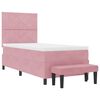 vidaXL Cama tipo Box Spring con colch&oacute;n Rosa 100 x 200 cm Terciopelo