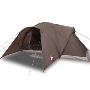 vidaXL Tienda de campa&ntilde;a familiar igl&uacute; 6 personas impermeable marr&oacute;n