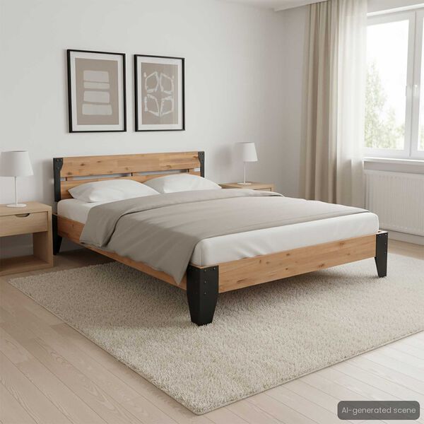 vidaXL Estructura de cama sin colchón madera acacia acero 152x203 cm