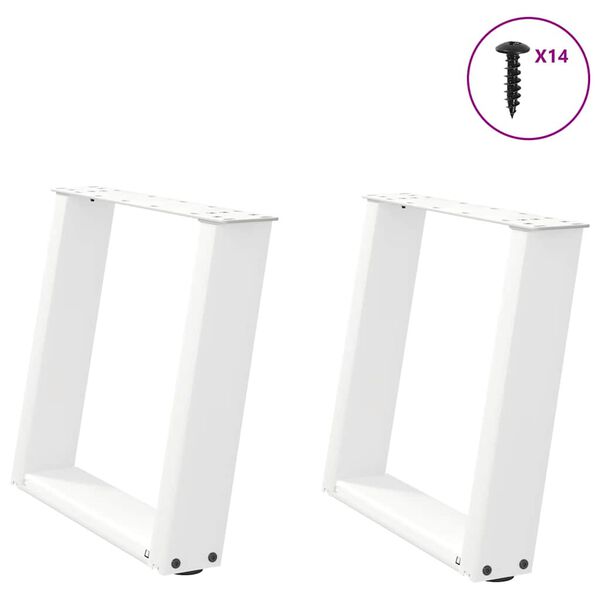 vidaXL Patas para mesa de centro en forma de U (2 unidades), color blanco, 50 x (42-43) cm, acero
