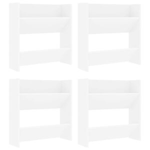 vidaXL Zapateros de pared 4 uds madera contrachapada blanco 60x18x60cm