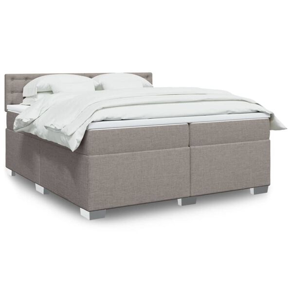 vidaXL Cama box spring con colch&oacute;n tela gris taupe 200x200 cm
