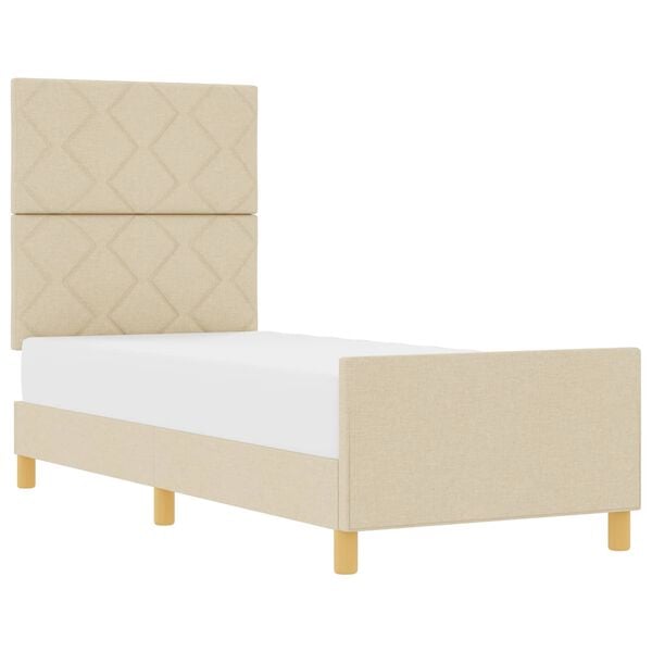 vidaXL Estructura de cama con cabecera Crema 80 x 200 cm tela
