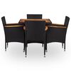 vidaXL Set comedor jard&iacute;n 5 pzas rat&aacute;n sint&eacute;tico y madera acacia negro